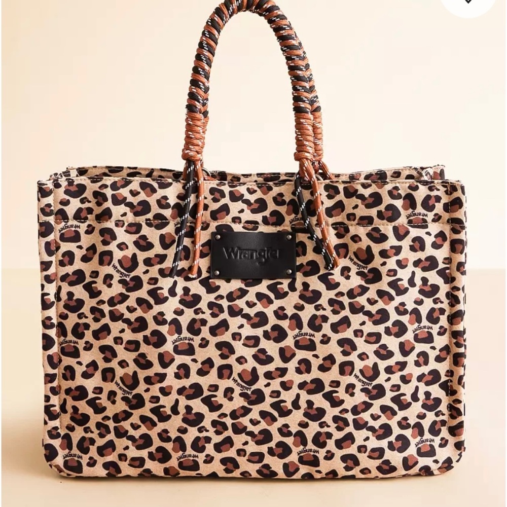 new with tags wrangler canvas leopard tote bag